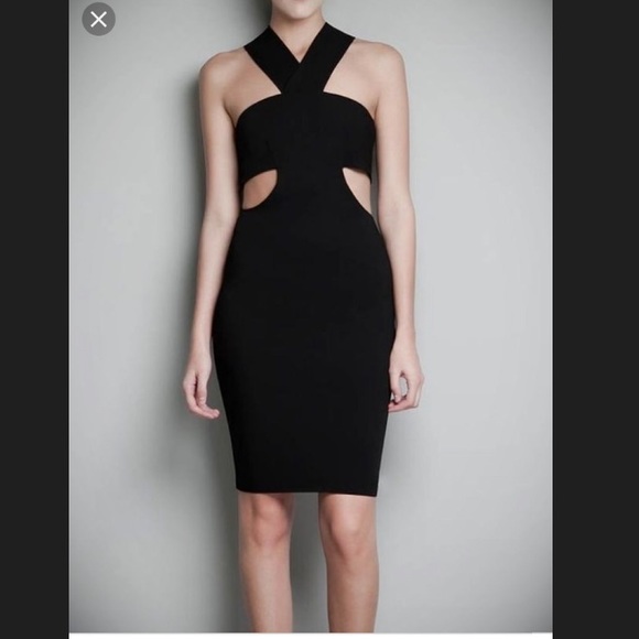 black bandeau bodycon dress